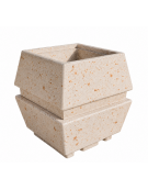 Fioriera forma quadra in cemento calcestruzzo per esterno - colore Bianco travertino - cm 98x98x104h - Conforme ai CAM