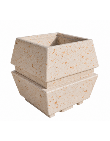 Fioriera forma quadra in cemento calcestruzzo per esterno - colore Bianco travertino - cm 98x98x104h - Conforme ai CAM