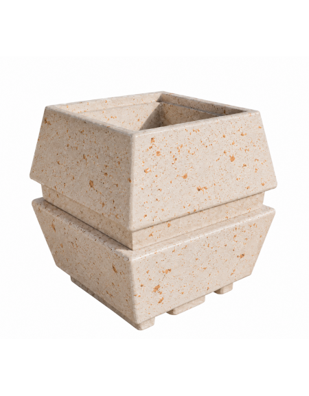 Fioriera forma quadra in cemento calcestruzzo per esterno - colore Bianco travertino - cm 98x98x104h - Conforme ai CAM
