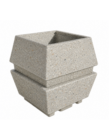 Fioriera forma quadra in cemento calcestruzzo per esterno - colore Grigio sabbiato - cm 98x98x104h - Conforme ai CAM