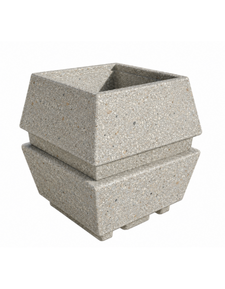 Fioriera forma quadra in cemento calcestruzzo per esterno - colore Grigio sabbiato - cm 98x98x104h - Conforme ai CAM