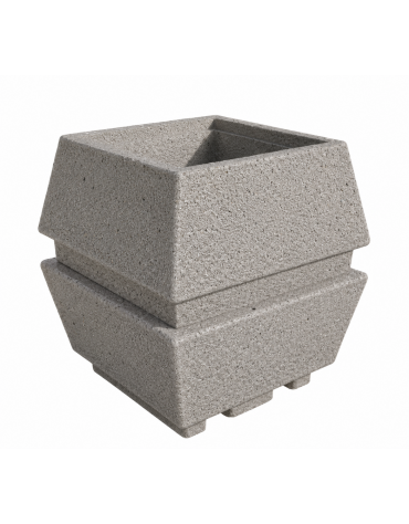 Fioriera forma quadra in cemento calcestruzzo per esterno - colore Bianco sabbiato - cm 98x98x104h - Conforme ai CAM