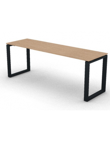 Scrivania operativa piano melaminico spessore mm 18 e gamba metallica ad anello chiuso  - Colori a scelta - cm 200x60x73,5h