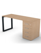 Scrivania operativa piano melaminico spessore mm 30 e gamba metallica ad anello chiuso  - Colori a scelta - cm 160x60x74,5h