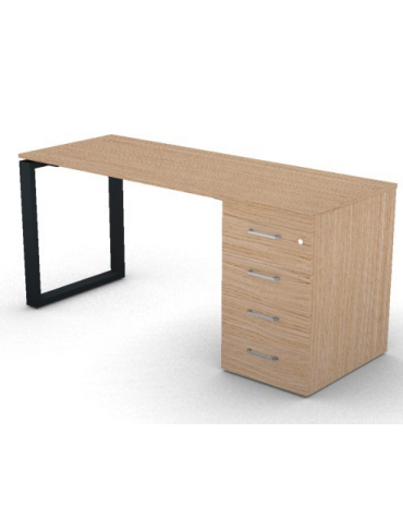 Scrivania operativa piano melaminico spessore mm 30 e gamba metallica ad anello chiuso  - Colori a scelta - cm 160x60x74,5h