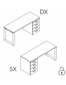 Scrivania operativa piano melaminico spessore mm 18, struttura metallica e cassettiera portante Dx/Sx - cm 180x60x73,5h