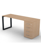 Scrivania operativa piano melaminico spessore mm 18, struttura metallica e cassettiera portante Dx/Sx - cm 180x60x73,5h