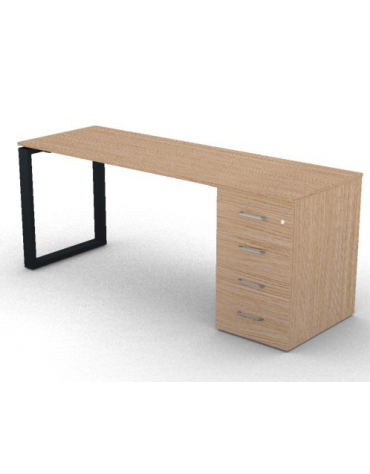Scrivania operativa piano melaminico spessore mm 18, struttura metallica e cassettiera portante Dx/Sx - cm 180x60x73,5h