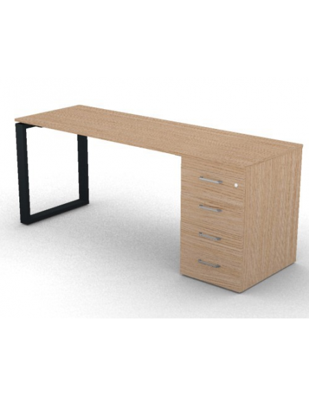 Scrivania operativa piano melaminico spessore mm 18, struttura metallica e cassettiera portante Dx/Sx - cm 180x60x73,5h
