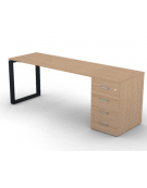 Scrivania operativa piano melaminico spessore mm 18, struttura metallica e cassettiera portante Dx/Sx - cm 200x60x73,5h