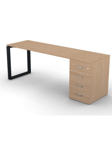 Scrivania operativa piano melaminico spessore mm 18, struttura metallica e cassettiera portante Dx/Sx - cm 200x60x73,5h