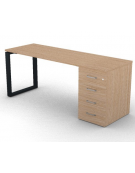 Scrivania operativa piano melaminico spessore mm 25, struttura metallica e cassettiera portante Dx/Sx - cm 180x60x74h