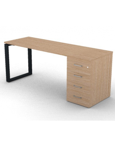 Scrivania operativa piano melaminico spessore mm 25, struttura metallica e cassettiera portante Dx/Sx - cm 180x60x74h