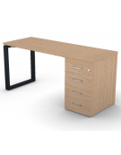 Scrivania operativa piano melaminico spessore mm 30, struttura metallica e cassettiera portante Dx/Sx - cm 160x60x74,5h