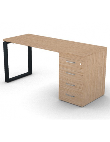 Scrivania operativa piano melaminico spessore mm 30, struttura metallica e cassettiera portante Dx/Sx - cm 160x60x74,5h