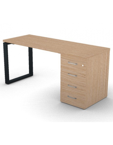 Scrivania operativa piano melaminico spessore mm 30, struttura metallica e cassettiera portante Dx/Sx - cm 160x60x74,5h