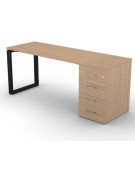 Scrivania operativa piano melaminico spessore mm 30, struttura metallica e cassettiera portante Dx/Sx - cm 180x60x74,5h