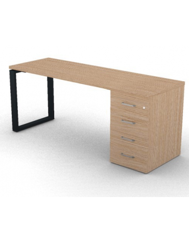 Scrivania operativa piano melaminico spessore mm 30, struttura metallica e cassettiera portante Dx/Sx - cm 180x60x74,5h