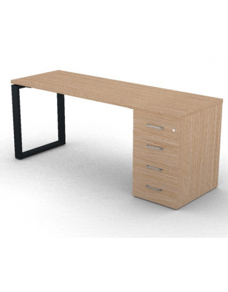 Scrivania operativa piano melaminico spessore mm 30, struttura metallica e cassettiera portante Dx/Sx - cm 180x60x74,5h