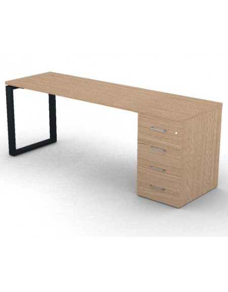 Scrivania operativa piano melaminico spessore mm 30, struttura metallica e cassettiera portante Dx/Sx - cm 200x60x74,5h