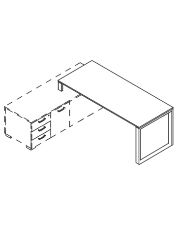Scrivania operativa per servente, piano melaminico spessore mm 30 e gamba metallica ad anello chiuso - cm 180x60x74,5h