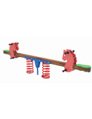 Bilico 2 posti con molle e seggiolini - struttura con palo in alluminio rifinito in legno light - cm 301x35x80h