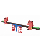 Bilico 2 posti con molle e seggiolini - struttura con palo in alluminio rifinito in legno light - cm 301x35x80h