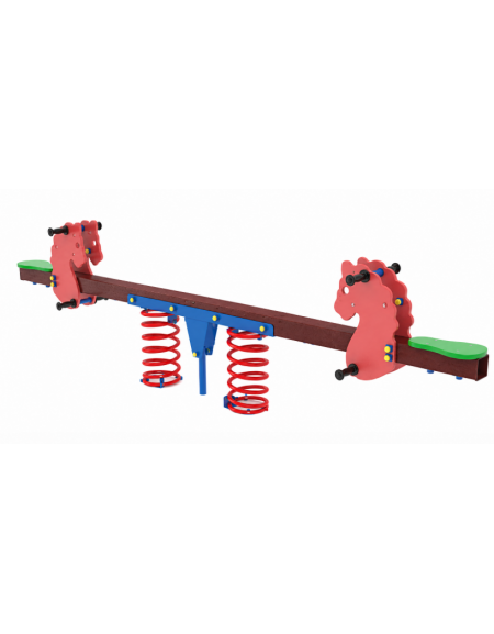 Bilico 2 posti con molle e seggiolini - struttura con palo in plastica riciclata - cm 301x35x80h