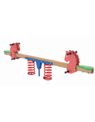 Bilico 2 posti con molle e seggiolini - struttura con palo in legno termotrattato - cm 301x35x80h
