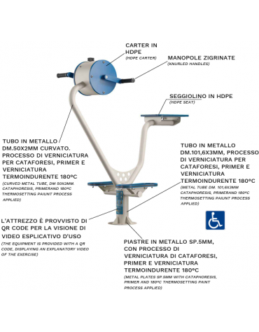 Bicicletta Cyclette fitness inclusiva per braccia - resistenza regolabile - cm 120x60x136h