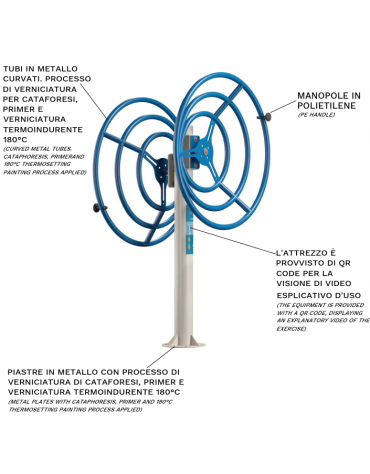 Ruota fitness per spalle realizzata con tubi di metallo curvati - Dimensioni cm 85x68x150h