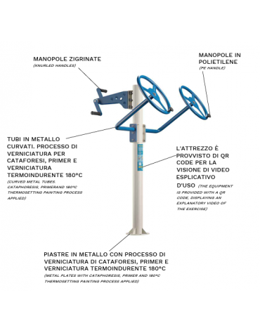 Stazione fitness multifunzione con Thai Chi e Cyclette per braccia - mobilitazione arti superiori - cm 134x121x153h