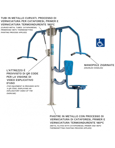 Stazione fitness con Chest Press e Shoulder Press inclusiva - per potenziamento muscolare - Dimensioni cm 203x71x201h