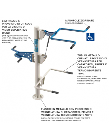 Shoulder Press inclusiva fitness da esterno per potenziamento muscolare - con Cyclette braccia - cm 153x102x161h