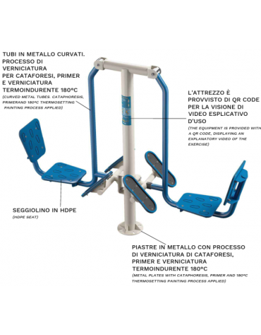 Leg Press doppia da esterno per potenziamento dei muscoli delle gambe - cm 218x62x165h