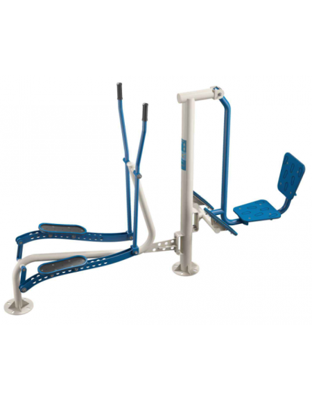 Stazione fitness con ellittica e leg press da esterno - per potenziamento muscoli delle gambe - cm 270x62x172h
