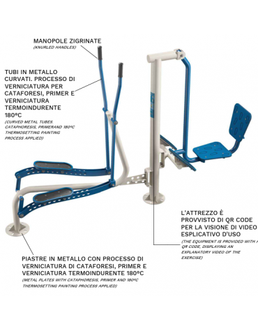 Stazione fitness con ellittica e leg press da esterno - per potenziamento muscoli delle gambe - cm 270x62x172h