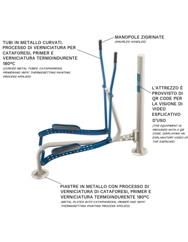 Ellittica fitness da esterno - per allenamento cardio e mobilizzazione completa - cm 172x50x171h