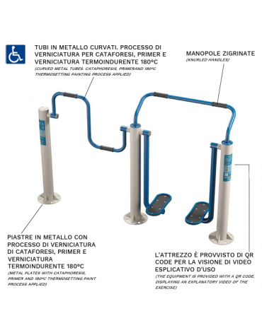 Stazione fitness con Air Walker e Cyclette braccia inclusiva - Dimensioni cm 208x45x126h