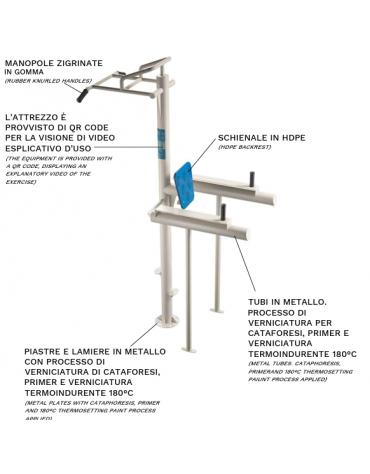 Stazione fitness Multifunzione per Allenamento a Corpo Libero da Esterno - cm 150x80x260h
