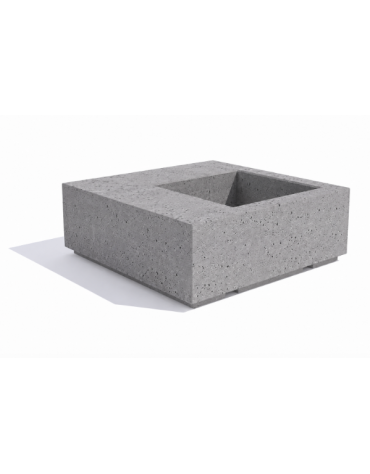 Panchina in cemento quadrata monoblocco con fioriera cm 80X80 - colore Grigio pietra - cm 140x140x45h - Conforme ai CAM