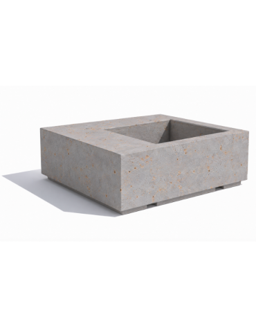 Panchina in cemento quadrata monoblocco con fioriera cm 80X80 - colore Grigio travertino - cm 140x140x45h - Conforme ai CAM