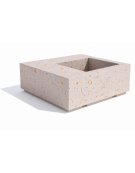 Panchina in cemento quadrata monoblocco con fioriera cm 80x80 - colore Bianco travertino - cm 140x140x45h - Conforme ai CAM