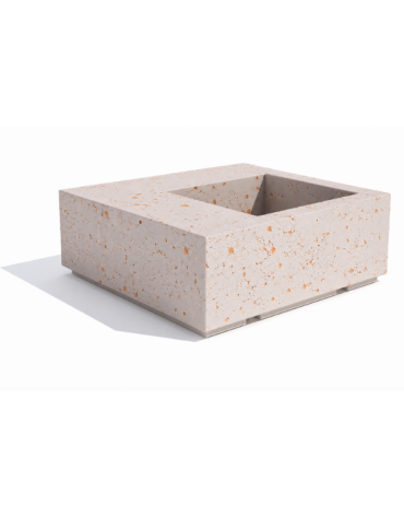 Panchina in cemento quadrata monoblocco con fioriera cm 80x80 - colore Bianco travertino - cm 140x140x45h - Conforme ai CAM