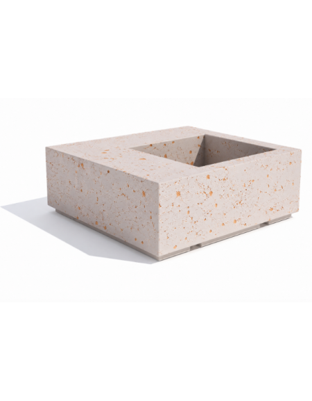 Panchina in cemento quadrata monoblocco con fioriera cm 80x80 - colore Bianco travertino - cm 140x140x45h - Conforme ai CAM