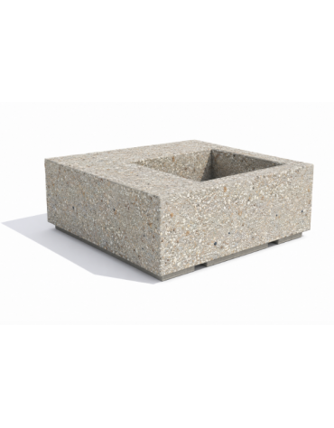 Panchina in cemento quadrata monoblocco con fioriera cm 80x80 - colore Grigio sabbiato - cm 140x140x45h - Conforme ai CAM