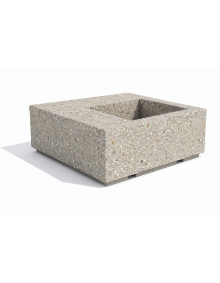 Panchina in cemento quadrata monoblocco con fioriera cm 80x80 - colore Grigio sabbiato - cm 140x140x45h - Conforme ai CAM