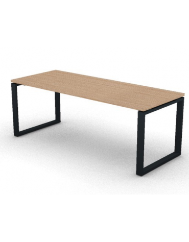 Scrivania operativa piano melaminico spessore mm 30 e gamba metallica ad anello chiuso  - Colori a scelta - cm 200x80x74,5h