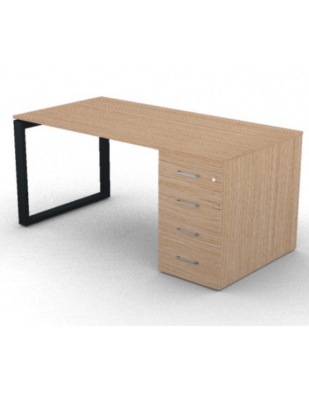 Scrivania operativa piano melaminico spessore mm 18, struttura metallica e cassettiera portante Dx/Sx - cm 160x80x73,5h