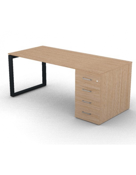 Scrivania operativa piano melaminico spessore mm 18, struttura metallica e cassettiera portante Dx/Sx - cm 180x80x73,5h